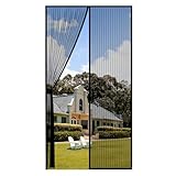 ViShawtek Mosquitera Cortina Puerta Magnetica Imantada Exterior Corredera, Antimosquitos con Imanes, Tela Mosquiteras de Ventanas para Puertas del Balcón, Magnético Automático Negro 90x200cm