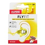 Alpine FlyFit Tapones para los oídos para avión - Regulan la presión del aire para prevenir el dolor de tímpano - Filtros suaves diseñados para viajar - Hipoalergénico cómodo - Tapones reutilizables