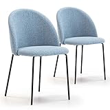 VS Venta-stock Set de 2 sillas Comedor Kenia tapizadas Azul, certificada por la SGS, 43 cm (Ancho) x 47 cm (Profundo) x 78,5 cm (Alto)