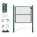 Gimisgu Puerta de jardín, 100 x 100 cm, de acero galvanizado, incluye tirador y 3 llaves, resistente y duradera, para valla de barra, puerta de entrada, color verde