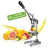 Lumaland Exprimidor manual de acero inoxidable | Exprimidor de cítricos elegante y muy silencioso | Potente para obtener mucho más zumo, simplemente exprima zumos frescos