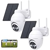 YESKAMOU 2K Cámara Vigilancia WiFi Exterior Solar, 2.4GHz Cámara Seguridad sin Cabler,360° PTZ, visión Nocturna de Color, Detección Humana PIR, Alarma de Luz y Sonido, Audio Bidireccional