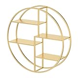 Yumyolk Estante de Pared Dorado, 60cm Estante de Pared Redonda Metal Oro, decoración de Pared Estante Colgante, Cocina baño Sala de Estar Estilo Industrial Vintage