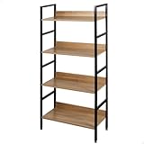 AKTIVE 18417 MAX Home Estantería almacenaje, 4 estantes, 60 x 28 x 126 cm, De Acero y Madera, Fácil Montaje, Resistente y Duradera, Sistema de nivelación, Muebles de salón, Decoración