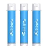 Waterdrop Filtro de agua para camping, sistema de filtración de agua de 0.01 micras, paquete de 3 filtros de agua potable al aire libre, purificador de agua potable para emergencia, senderismo, viajes
