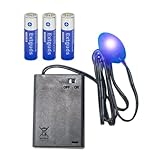Alarma de coche falsa, pilas incluidas, luz LED que simula un sistema de seguridad ficticio, con pegatinas de advertencia (con detector de atardecer a amanecer)1Paquete, Azul