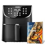 COSORI Freidora sin Aceite 3.5 L, Freidora de Aire Caliente 1500W con Pantalla LED Táctil y 100 Recetas, Sin PFOA, 75-205 ℃, 11 Modos Preestablecidos, Color Negro