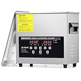 CREWORKS 3L 120W Limpiador Ultrasonidos con Calefacción Temporizador Maquina de Limpieza Ultrasonidos Acero Inoxidable para Prótesis Dentales, Joyas, Gafas, Relojes