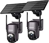 Xega Cámara de Seguridad Solar Inalámbrica para Exteriores 2 Piezas, 2K Cámara de Vigilancia con Wi-Fi para la Seguridad del Hogar, Visión Nocturna, Detección de Personas PIR/IA, Audio Bidireccional