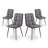 Mc Haus Maya Dark Grey x4 - Pack de 4 sillas de Comedor, diseño nórdico y Vintage con Asiento Acolchado y Respaldo ergonómico, Color Gris Oscuro