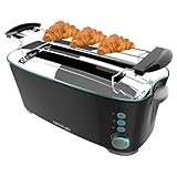 Cecotec Toast&Taste Extra Double B, 1350W de Potencia, Doble Ranura larga para 2 Tostadas, Apagado y Pop-up Automático, Acero Inoxidable, Varillas Superiores