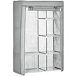 HOMCOM Armario de Tela Plegable Armario de Ropa Organizador Ropero Portátil con Estantes y Barra para Colgar para Dormitorio Vestidor 103x43x162,5 cm Gris