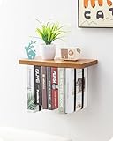 Baffect Estante de Pared con Correa Ajustable, Estanteria Flotante Pared, Estante Invisible para Amantes de los Libros (Una Unidad, Madera)
