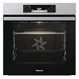 Hisense BI64EPXE1SOL-Horno Multifunción, Horno electrico empotrable, 77L, Auto-limpieza Pirolítica, Guía Telescópica Pirolizable, Modo Air Fry, Pizza, Cocción Multi-Etapas, Calentamiento rápido, Inox