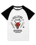 Stranger Things Hellfire Club Raglan Camiseta para niños | Boys Girls Hawkins Society Eddie Black & White Outfit | Temporada 4 Mercancía 13-14 años