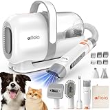 Afloia Maquina Cortar Pelo Perros con Aspirador, Succión 99% Pelo de Mascotas, Juego de Cortapelos Perros Profesional, Máquina de Corte Bajo Ruido para Perros y Gatos y Otras 7 Herramientas de Aseo