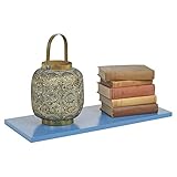 URBNLIVING Estantes flotantes de madera con soportes de pared de metal, diseño de acabado lacado colorido, disponible en 3 tamaños (azul, 80 x 23,5 cm)
