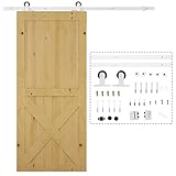 HOMCOM 183 cm Herraje para Puerta Corredera Kit de Accesorios para Puerta Corrediza de Madera con Guía de Suelo Riel de Acero al Carbono Blanco