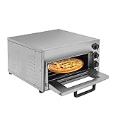 Horno para pizza, horno eléctrico para pizza, 1 cámara, acero inoxidable, horno para pizza, 2000 W, temperatura hasta 350 °C para pizza, pan, productos horneados