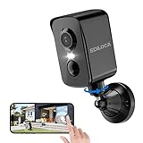 Ediloca Camara Vigilancia WiFi Exterior, Cámara de Vigilancia 2K 3MP con Rotación Horizontal de 300°, Batería Recargable, Detección Humana PIR, Visión Nocturna en Color, Audio Bidireccional, Sirena