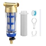 SWAWIS Pre-Filtro De Agua De Sedimentos Giratorio, 40 Micrones Externas Prefiltro de Agua Filtro de Sedimentos para Agua de Pozo con Filtro de Recambio, Reutilizable Prefiltro de Latón(1/2'')
