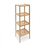 Relaxdays, Estantería Bambú Baño, Estante de Pie Cocina, Mueble con 4 Baldas Abiertas, 110 x 34 x 33 cm, Marrón Natural