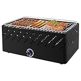 kisidus Barbacoa de carbón vegetal de mesa con ventilador, barbacoa de camping con ventilador integrado, parrilla de carbón sin humo, parrilla de 45,5 x 28 cm, parrilla portátil, para exterior, negro