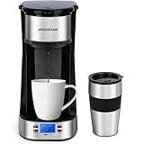 Aigostar Coffey - Cafetera de Goteo con taza aislada, Programable 24H, Pantalla LCD, 420 ml, Función AutoClean, Cafetera con Filtro Reutilizable, Máquina de Café Portatil para Café Molido, 700W, Negro