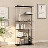 [en.casa] Estantería de Pie Vehmaa con 7 Compartimentos Abiertos Librería para Salón Oficina Dormitorio Estilo Industrial Estable Sostenible Acero 188 x 90 x 35 cm - Negro