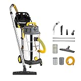 Vacmaster VK1638SWC 1600W 38L Aspiradoras en seco y húmedo Acero Inoxidable Industrial Aspirador con HEPA 13 Filtración