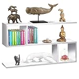 BAKAJI Libreria Baja Estantería 5 estantes de Madera melamínica, diseño Moderno para salón, casa o Oficina, tamaño 80 x 20 x 50,5 cm (Blanco)