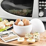 InnovaGoods® Cocedor de Huevos para Microondas Boilegg, Diseño Original y Funcional, Capacidad para 4 Huevos, Apto para Lavavajillas, Cocina Rápida sin Grasas, Medidas aprox: Ø13 x 16 cm