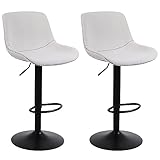 Ermnois Juego de 2 taburetes Altos de Cocina taburetes de Bar giratorios con Respaldo,sillas de Bar Modernas Ajustables,Taburete Alto sin Brazos de Piel sintética para Isla de Cocina,Color Blanco