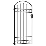 Festnight Puerta de Jardín con Arco de Acero Puerta Jardin Metalica Negro 89x200 cm