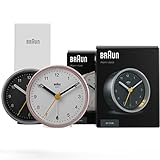 Braun His/Hers Analogue Alarm Clock New Home House Warming Gift Bundle for Men & Women with Snooze and Light, Quiet Quartz Movement, Crescendo Beep Alarm in Black, Model BC12SB, BC12PW (2 Pack)