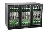 METRO Professional Frigorifico para bebidas GBC3003, aluminio/vidrio, 135x53x86.5 cm, refrigeración por aire, 160 W, con cerradura, descongelación automática, iluminación LED (308 L - Negro)