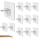 12 Piezas Soporte Balda Autoadhesivas, Soporte de Estante Sin Perforaciones, Estanteria de ángulo Recto Clavijas, Clavijas adhesivas transparentes Soportes para Armarios, Zapateros, Gabinetes