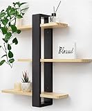 SUMGAR Estanteria Pared de Madera Grande y Largo Estante Flotante Ajustable 3 Niveles 50 x 58cm Organizador Colgante y Decoracion de Hogar, Cocina, Salon, Baño, Oficina Dormitorio Negro