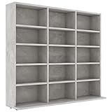 vidaXL Estantería para CD Aparador Armario Mueble Mostrador Organizador Almacenamiento Salón Casa Hogar Contrachapada Gris Hormigón 102x23x89.5 cm