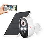 GlowPop Cámara de seguridad solar inalámbrica con focos, funciona con pilas, detección humana IA, conversación bidireccional, visión nocturna a color, almacenamiento en la nube, WiFi de 2.4 G (paquete