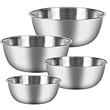 Chuner Cuencos Cocina Set de 4 Ensaladeras de Acero Inoxidable, 4 tamaños - 0.7 L/ 1.2 L/ 1.8 L/ 2.5 L, 4 Boles Aptos para Lavavajillas y Apilables