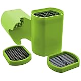 TIENDA EURASIA - Cortador de patatas, Corta Patatas con 3 Cabezales de Corte, Cuadrados de 0,6 x 0,6 cm, Tiras de 3,5 x 0,6 cm y Cuadrados de 1 x 1 cm, Cortador de Patatas Fritas de Acero Inoxidable