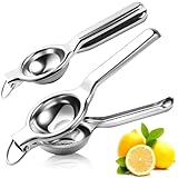 2 paquetes Exprimidor Limon Prensa Manual de Acero Inoxidable, Exprimidor Manual de CíTricos con Lazo Para Colgar, Exprimidor de LimóN de 8 cm de DiáMetro Para Cocina, Bar, Restaurante