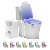 ZSZT WC luz nocturna, LED Luz de Inodoro Luz con Detección de movimiento del sensor automático, 8 Cambio de Color,Funciona con Pilas, para cuartos de baño con niños (Sólo activa en la oscuridad)
