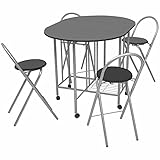 LAPOOH Conjunto de Comedor Plegable 5 Piezas, Conjunto Mesa Y Sillas Cocina, Mesa Cocina con Sillas, Mueble Comedor, MDF Negro