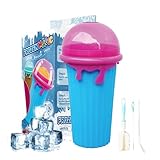 Slushy Maker Taza, taza de granizado, taza de silicona de 500 ml, con pajita y cuchara 2 en 1, taza de batidos de doble capa, taza de batidos, taza de batidos, taza mágica congelada rápida, regalo
