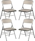 ARunThLana - Lote de 4 Silla Plegable, sillas de Comedor de Franela, Marco de Metal, con Respaldo, 46 x 41 x 80,3 cm, para Sala de Estar, Oficina, Comedor, Gris