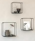 Kazai.® Set Estantería de Pared 'Noora' | 3 Baldas Flotantes de Metal con Diseño Moderno | Decoración y Almacenaje para Salón, Pasillo, Cocina o Dormitorio | Negro