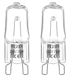 Luz Halógena para Horno G9, 25W, 300 Grados, Bombilla Halógena Regulable, Luz Blanca Cálida, 2800K, Bombilla G9, Bombilla Halógena G9 para Microondas, Luz de Techo, Luz de Gabinete, Paquete de 2
