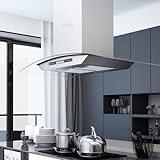 Willood Campana Extractora de Techo 90cm Pantalla Táctil 756m³/h LED Cocina